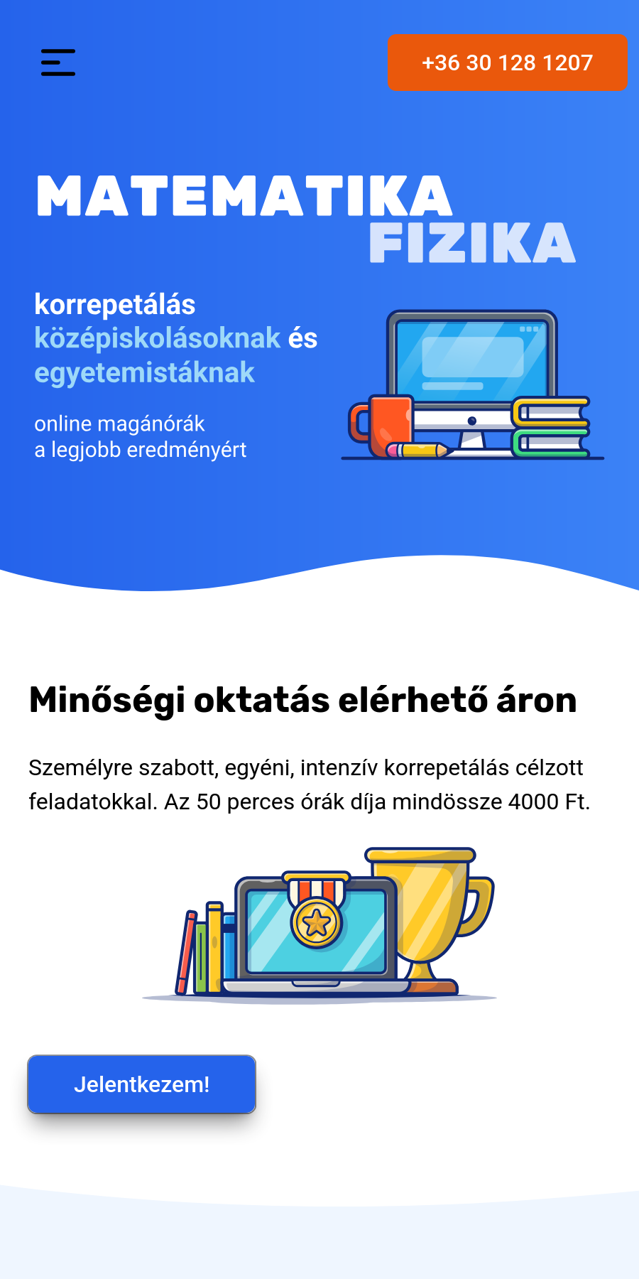 Matfiz-online mobil nézet